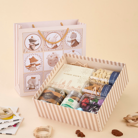 Personalised baby shower hamper by Mewaz