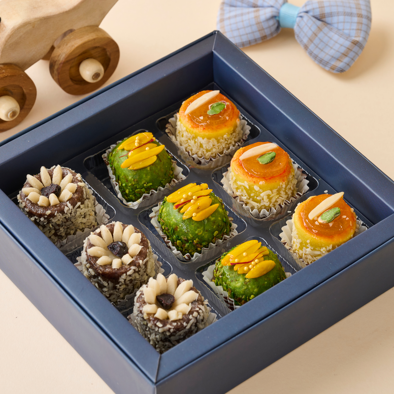 Dino Party - Baby Boy - 9pc Dryfruit Mithai Box