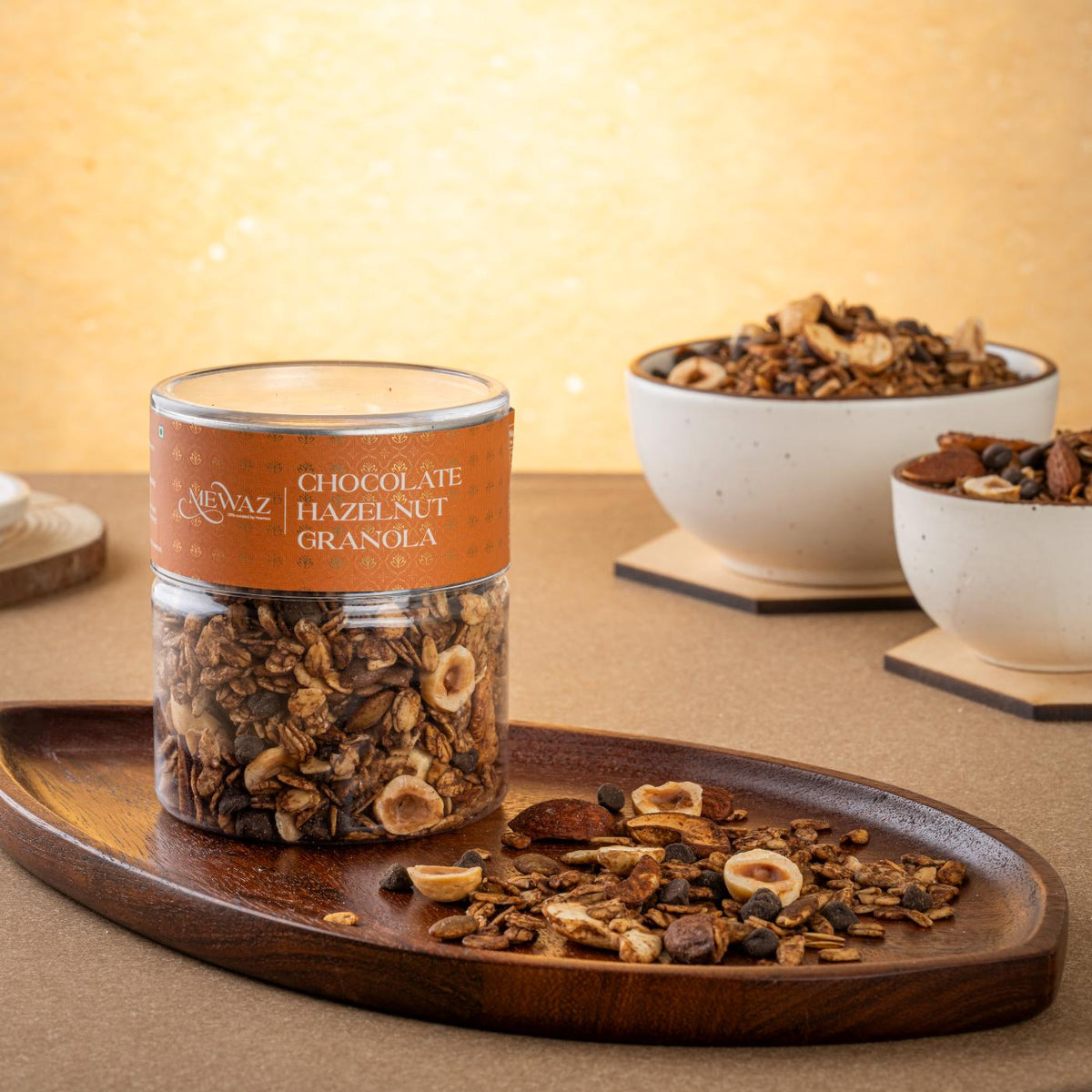 Buy Now Mewaz Chocolate Hazelnut Granola. Premium Gourmet Snack Mumbai