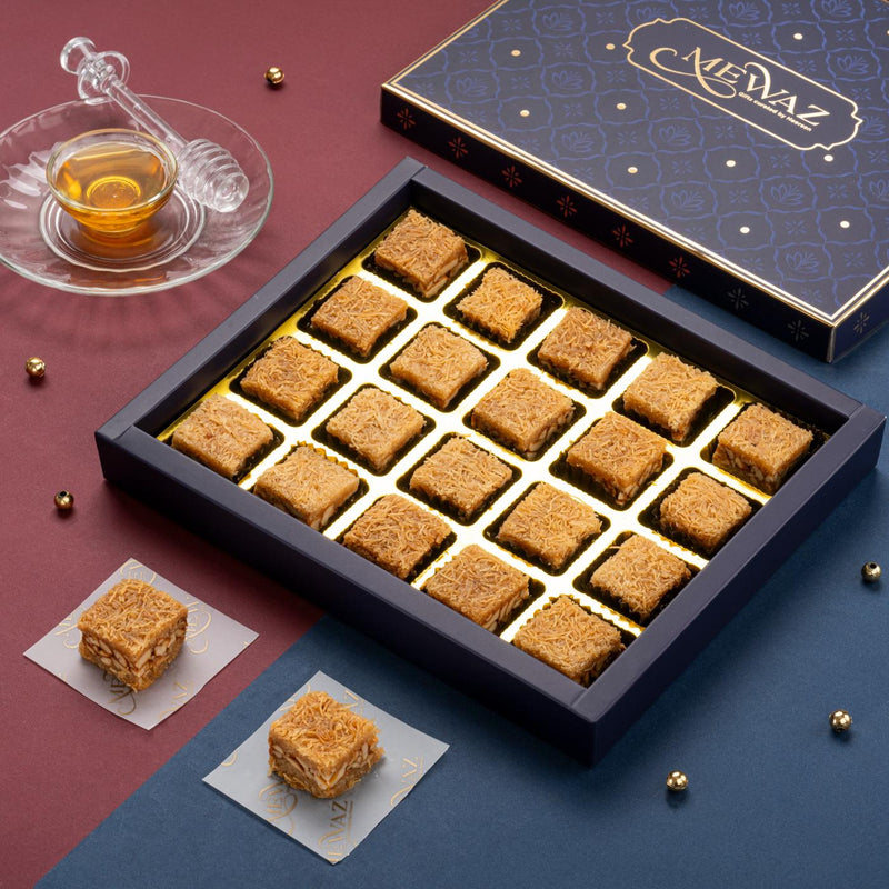 Buy Now Mewaz Kaju Kunnafa Mithai. Luxury Cashew Dessert Mumbai