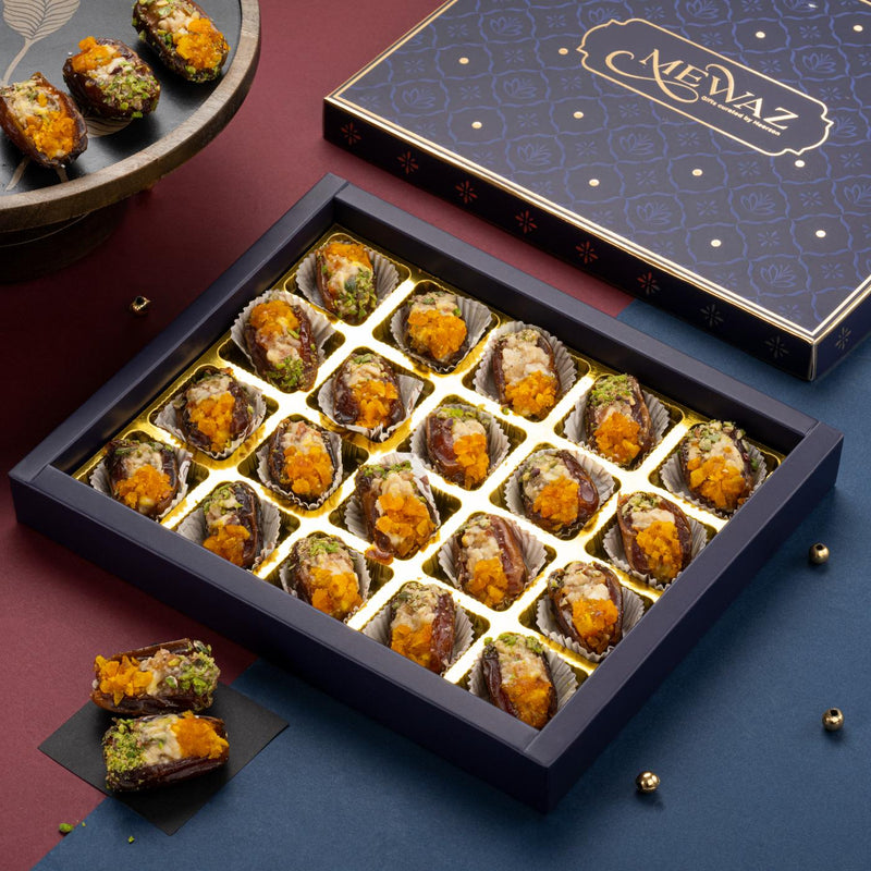 Buy Now Mewaz Orange Stuffed Dates. Premium Fusion Mithai Mumbai
