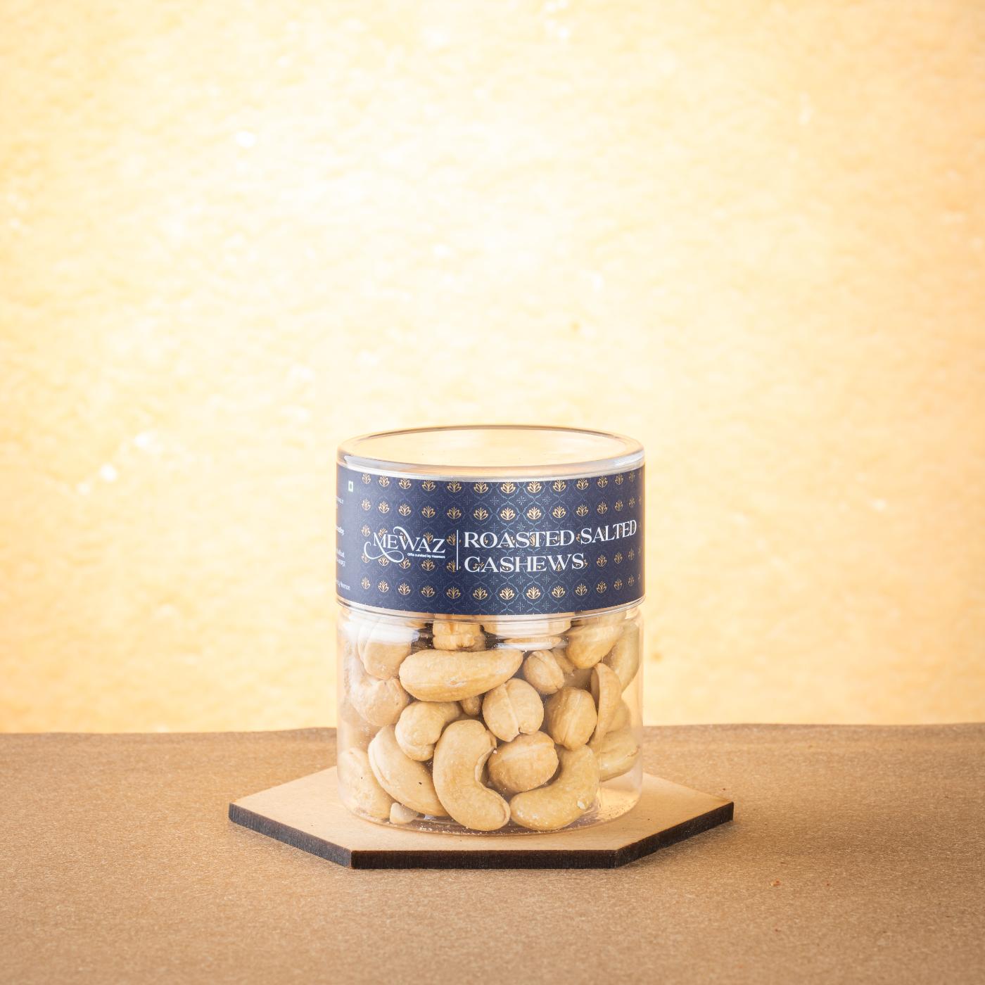 Fresh and crunchy roasted salted cashews available online at Mewaz