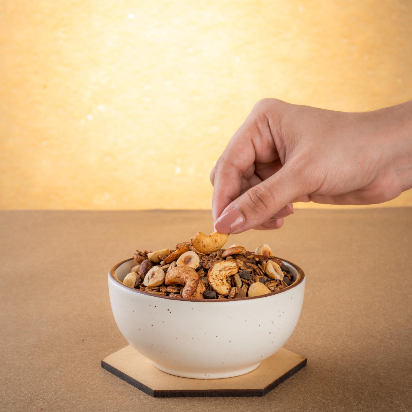 Mewaz Chocolate Hazelnut Granola. Premium Gourmet Snack India