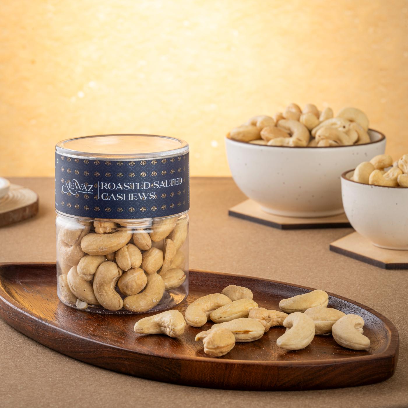 Mewaz Roasted Salted Cashews. Premium roasted cashew nuts India