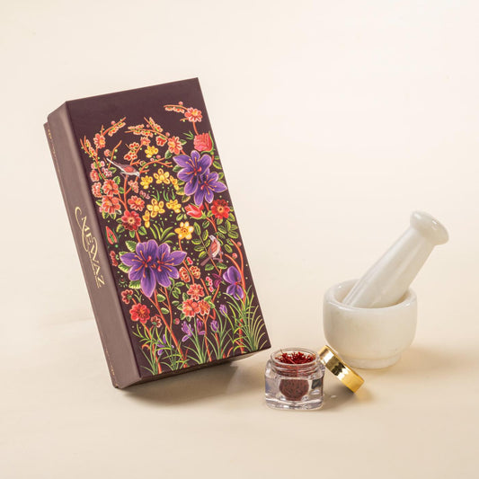 Mewaz Saffron Mortar and Pestle. Premium Kitchen & Gift Set