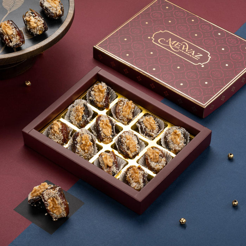 Mewaz Walnut Stuffed Dates. Luxury Healthy Festive Sweet
