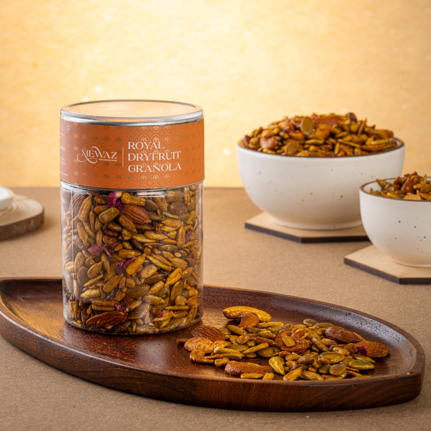 Shop Now Mewaz Saffron Dry Fruit Granola Mix. Premium Healthy Snack